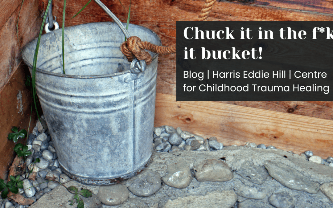Chuck it in the f*k it bucket! Bucket in the corner of a shed with a rope on the handle